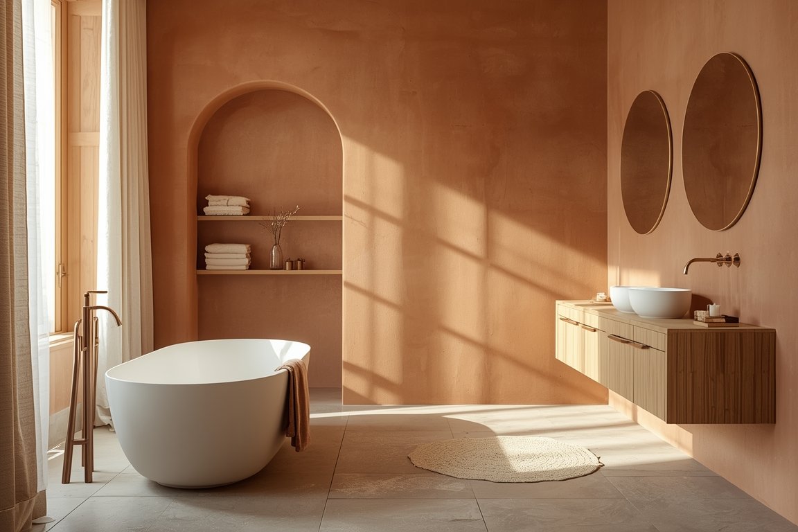 Airy Matte Terracotta Bath: Dream Bathroom Redesign Inspired by Minimalism